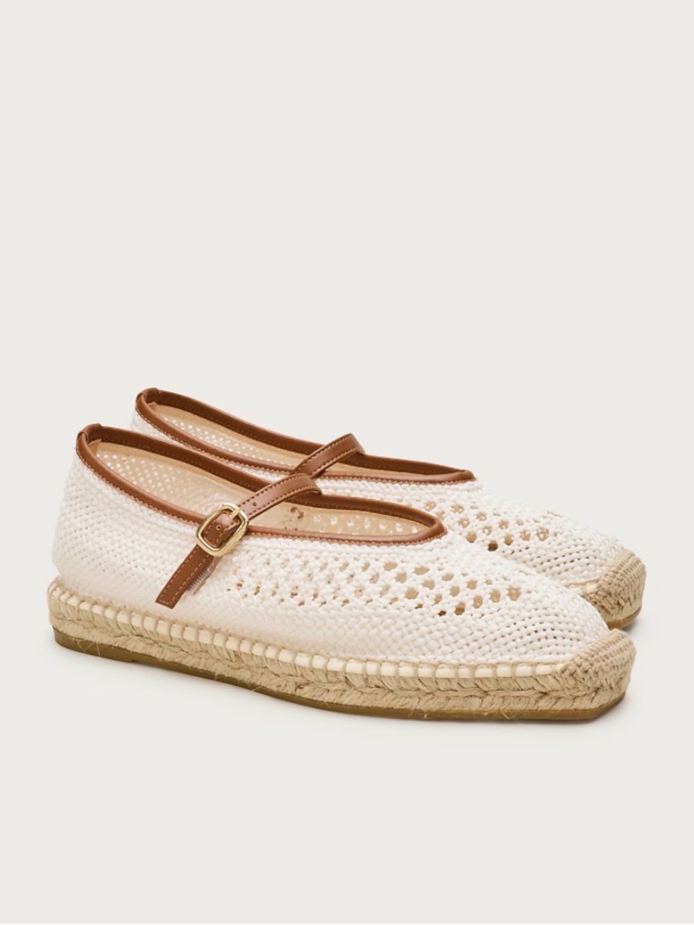J. Crew Made-in-Spain Sophie Mary Jane espadrilles with crochet